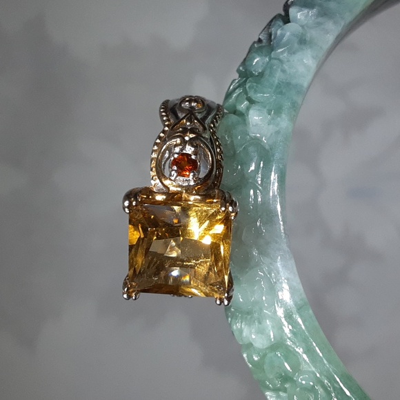 925 Genuine Princess Cut Citrine, Two Tone ring. PRICE IS FIRM. - Picture 5 of 15